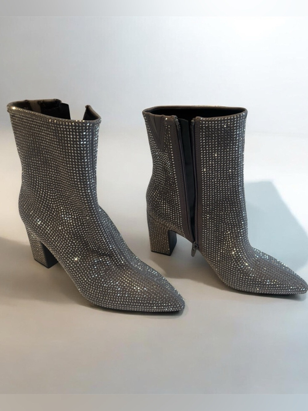 A New Day Women's Cassidy Silver Grey Rhinestone Ankle Boots. New. Size US 8